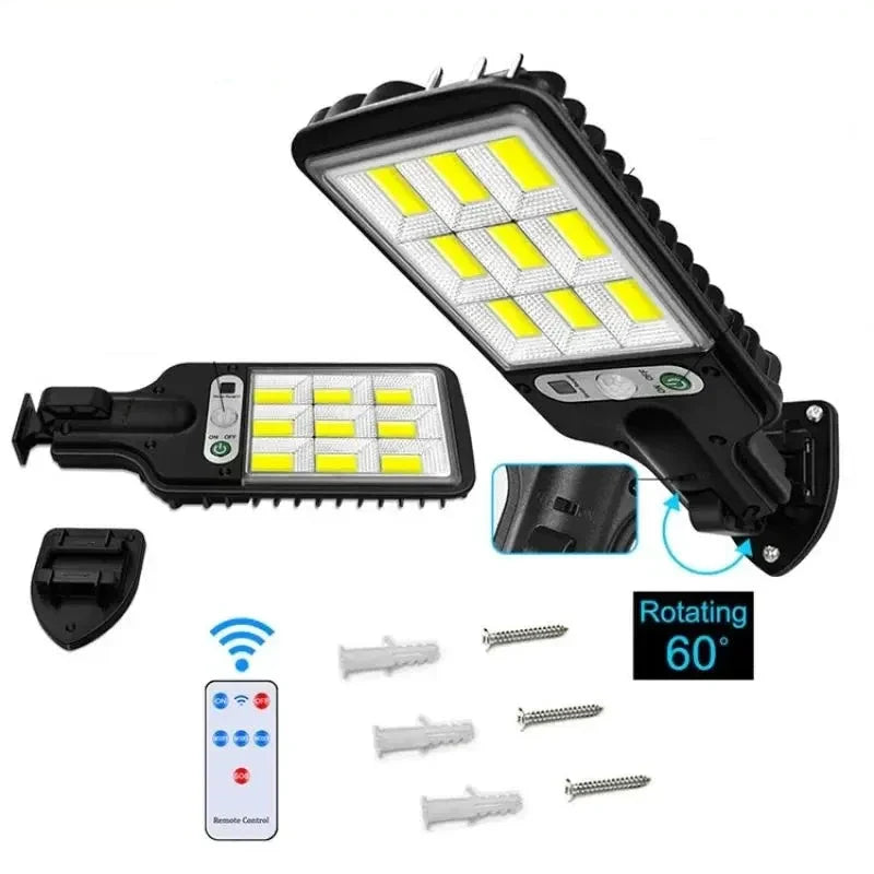 Kit de Refletores Led Solar 6000 Lumens com Sensor de Movimento